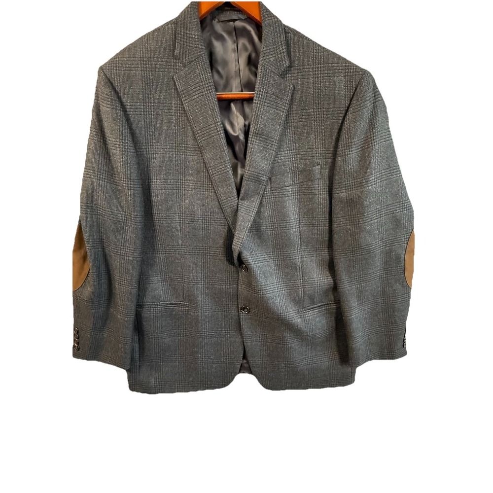 Lauren Ralph Lauren Gray Glen Plaid Sport Coat Blazer Elbow Patches Mens 46R
